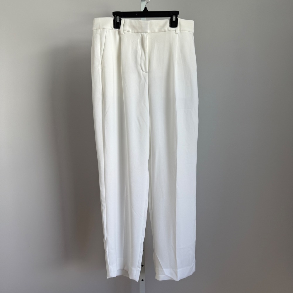 J.Crew Essential sz 10 Pants White Tailored Trousers Luxury Minimalist Preppy